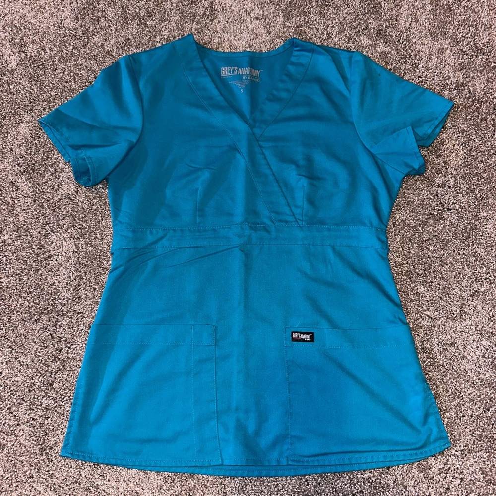 Grey's Anatomy Blue Fitted Medical‎ Scrub Top